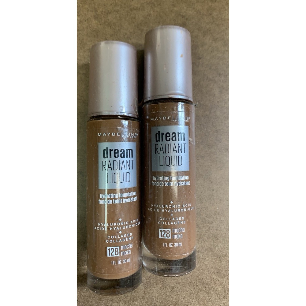 maybelline dream radiant liquid 128 Mocha Foundation Lot Of 2